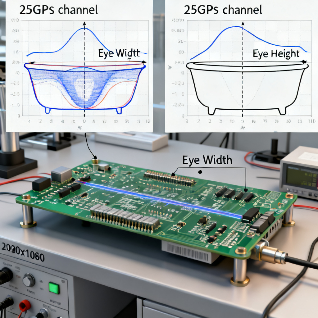 25Gbps high-speed PCB channel eye diagram comparison statistical vs bathtub
