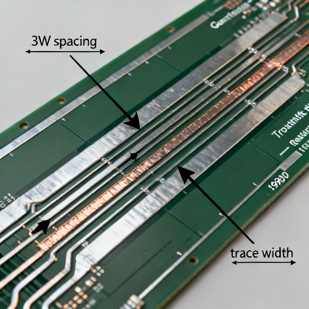3W rule trace spacing for crosstalk reduction in high speed PCB stackup