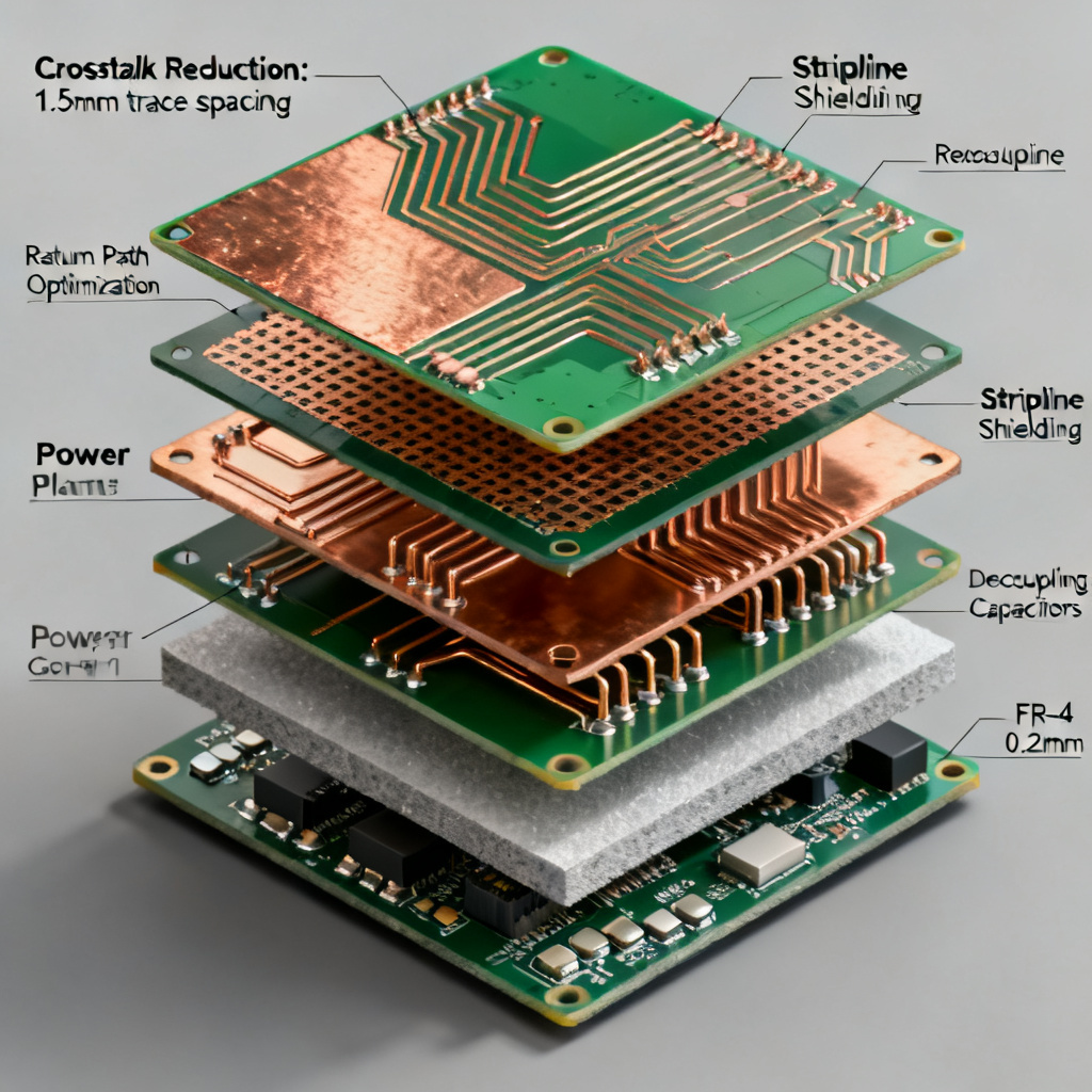 6 layer PCB stackup design for crosstalk optimization in high speed PCB