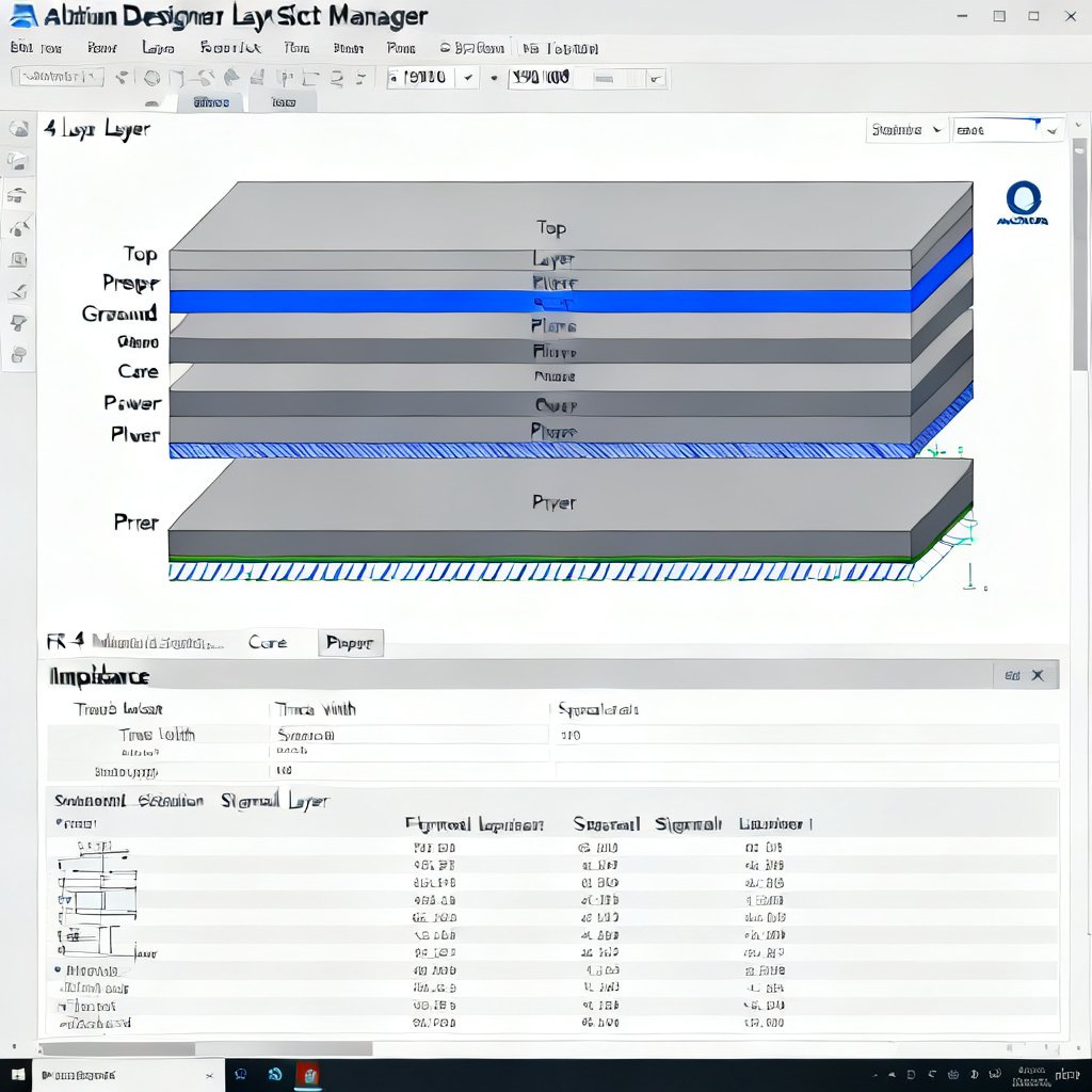 Altium Layer Stack Manager impedance setup for PCB stackup design