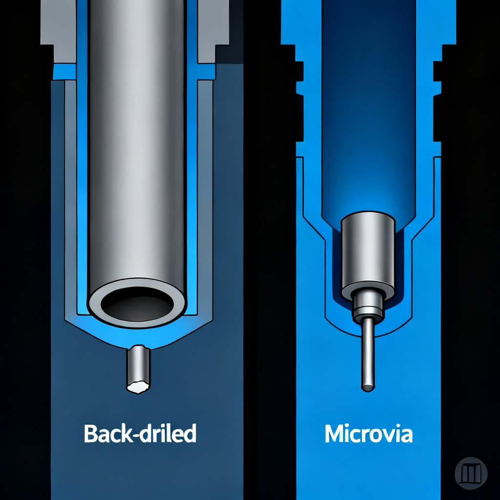 Back drilling vs microvia stub removal comparison for high-speed PCB