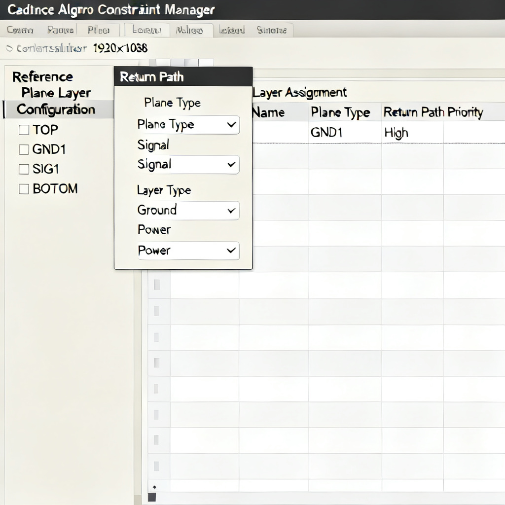 Cadence return path constraint manager setup for reference plane