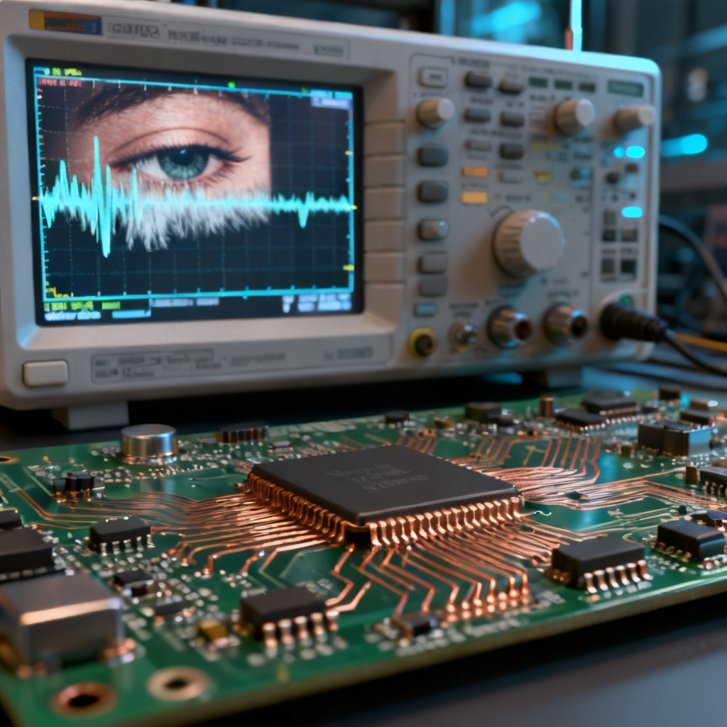 Closed eye diagram due to jitter in High Speed PCB indicating signal degradation