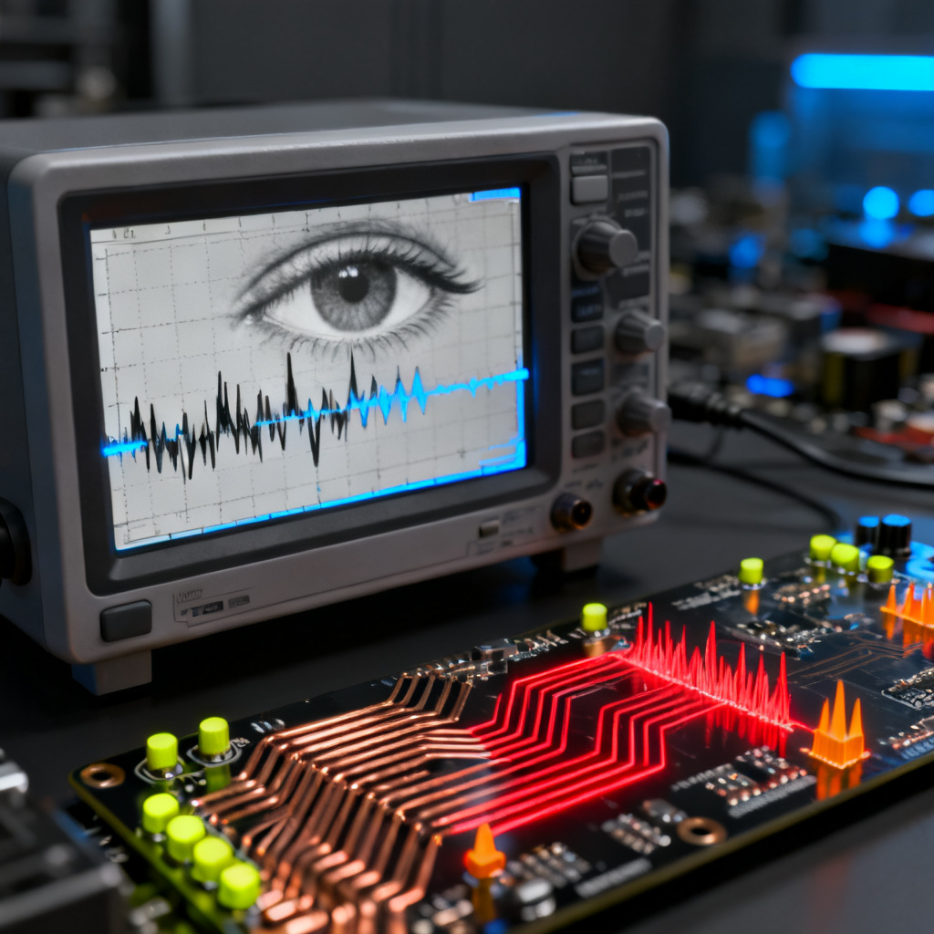 Closed eye diagram PCB showing link failure from crosstalk and impedance mismatch