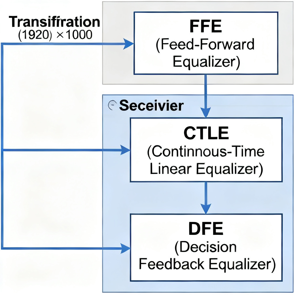 Combined CTLE FFE DFE equalization architecture for high speed PCB jitter compensation
