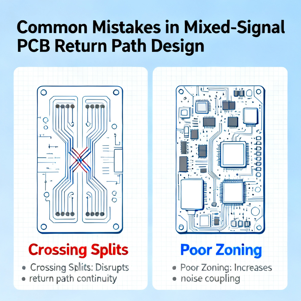 Common pitfalls in return path separation for mixed-signal PCB design