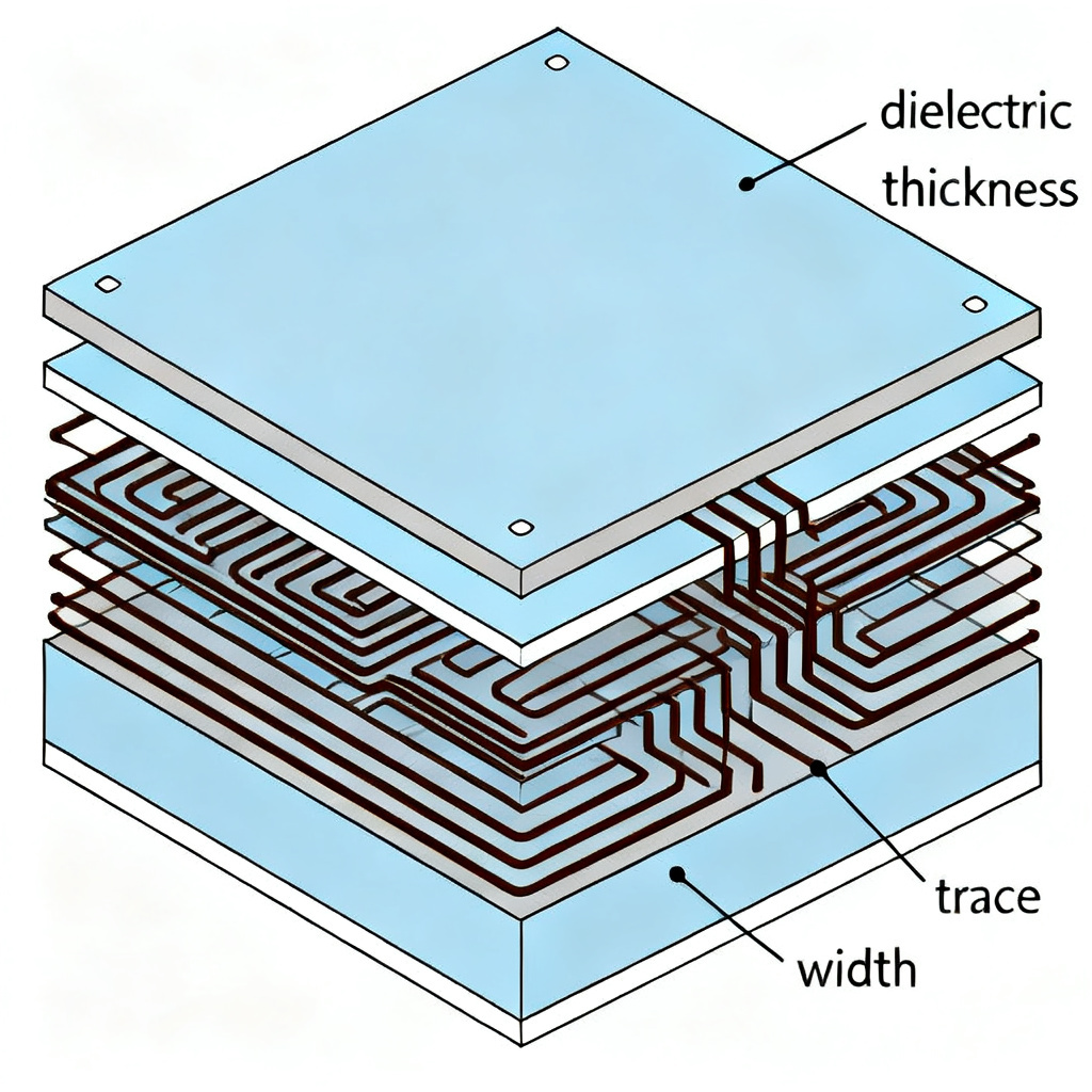 Controlled impedance PCB stackup design for minimizing multiple reflections in transmission line