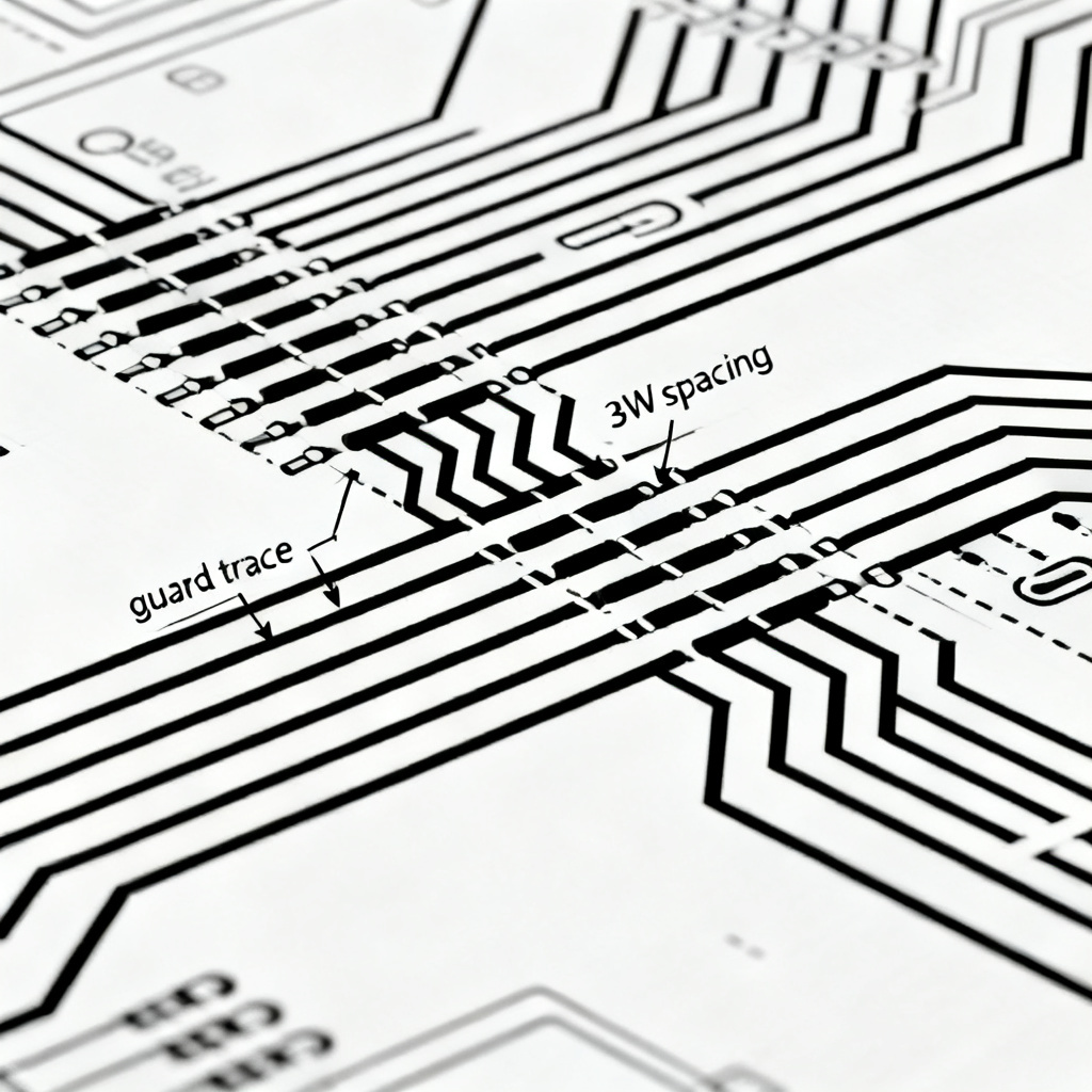 Crosstalk mitigation techniques guard traces and 3W rule for high speed PCB design review