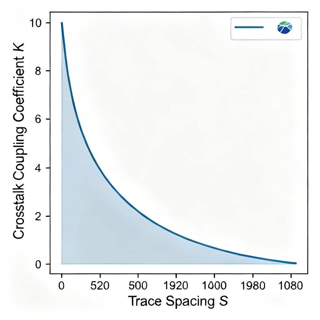 Crosstalk simulation results from Polar Si9000 showing mutual inductance and coupling coefficient curves