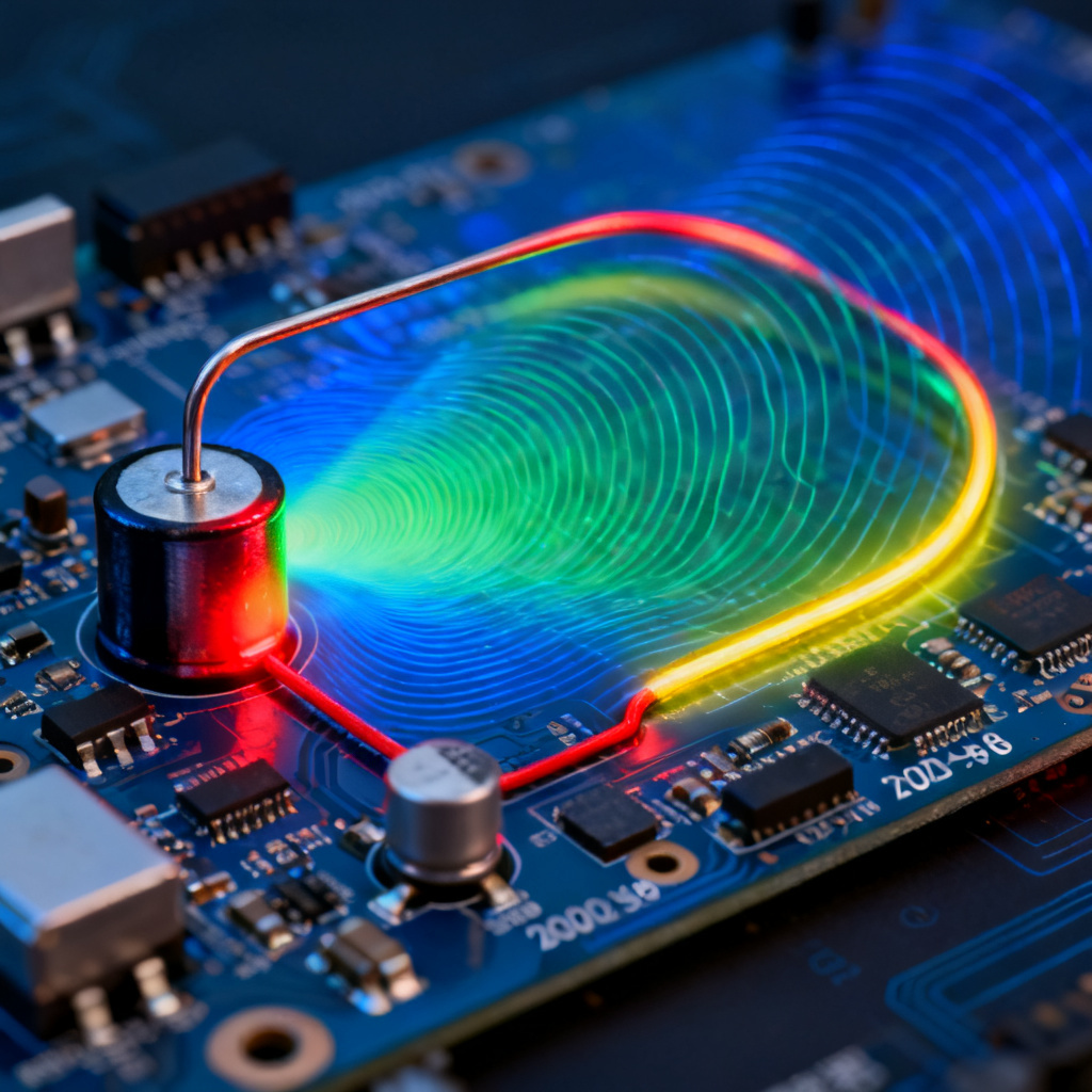 Return path PCB design forces current through a capacitor causing EMI radiation loop antenna