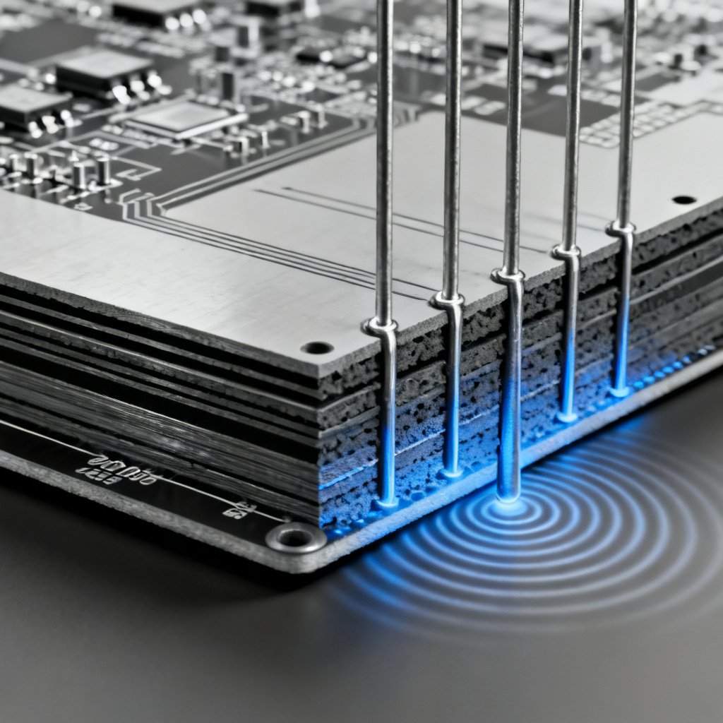 EMI and via stub effects from board thickness in high speed PCB