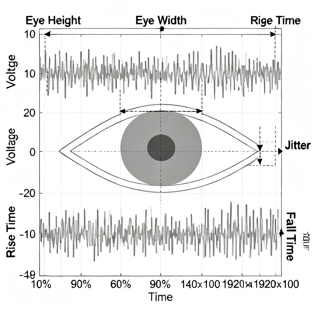 Eye diagram components signal integrity key parameters like eye height and width