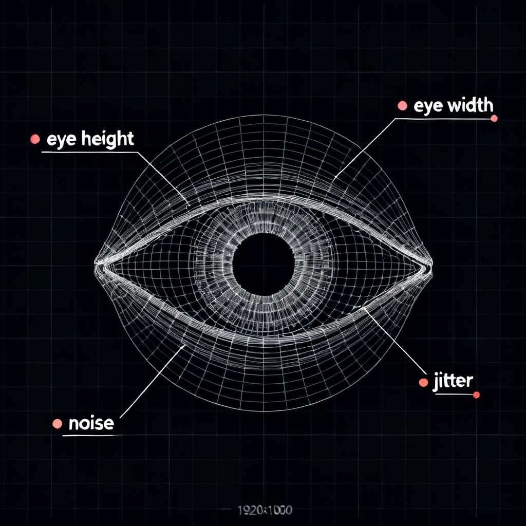 Eye diagram metrics including eye height eye width and jitter measurement for PCB report