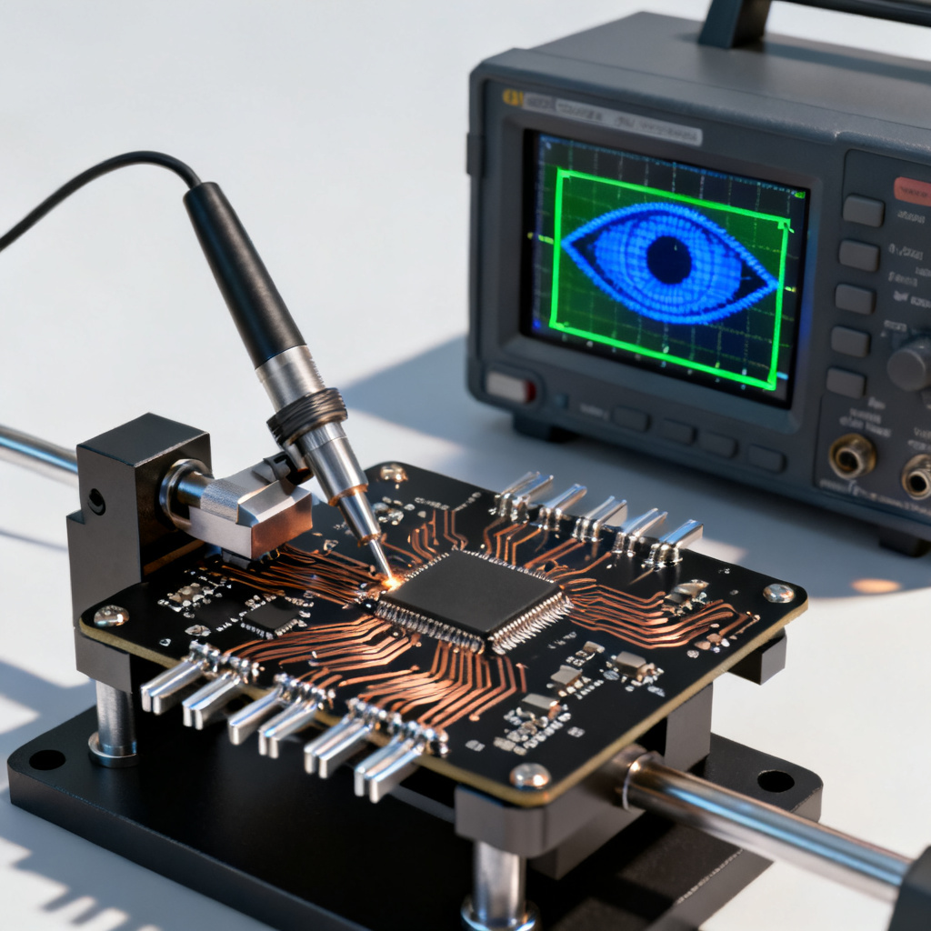Eye Diagram PCB Mask Testing overview showing signal integrity validation setup