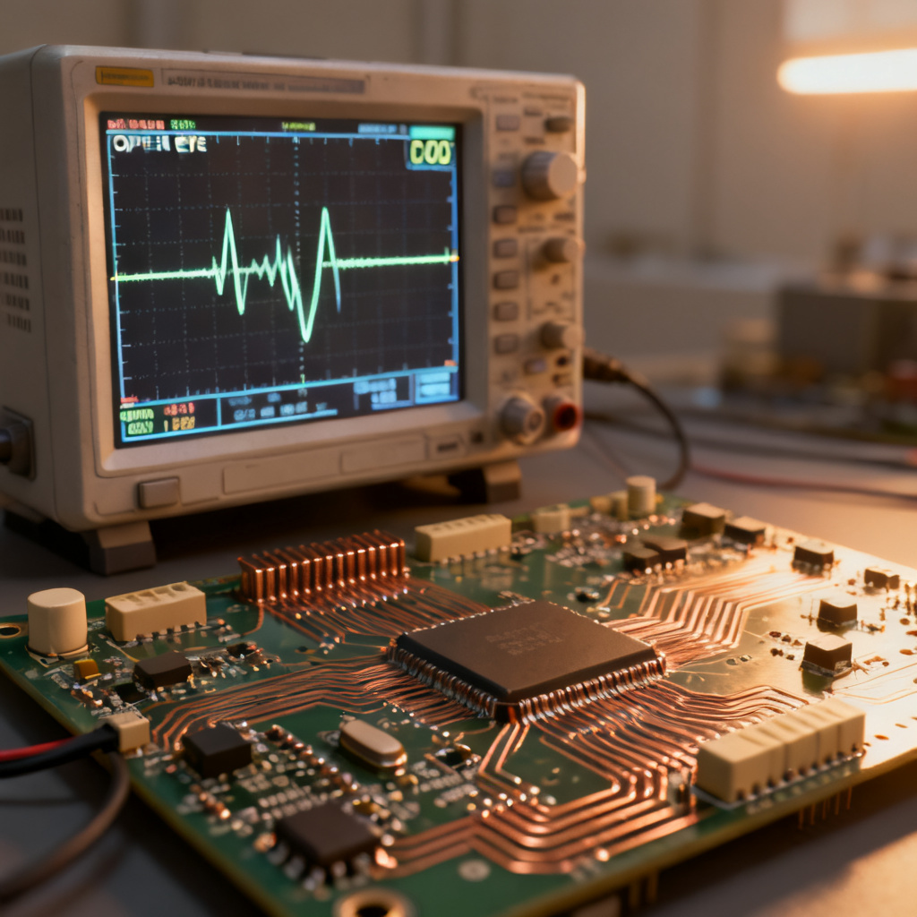 Eye diagram PCB showing pre-emphasis signal transformation with open eye