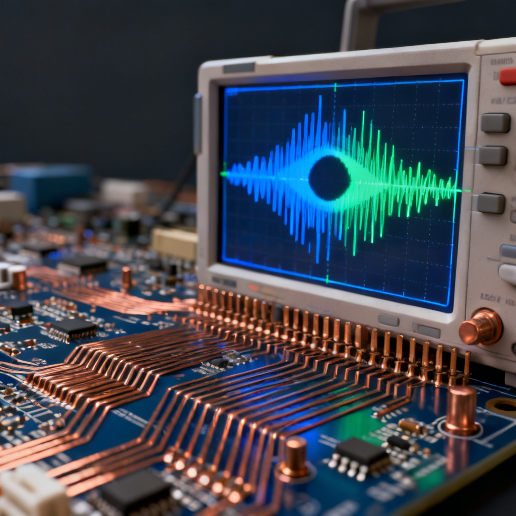 Eye diagram PCB signal integrity overview showing transmitter and receiver waveforms