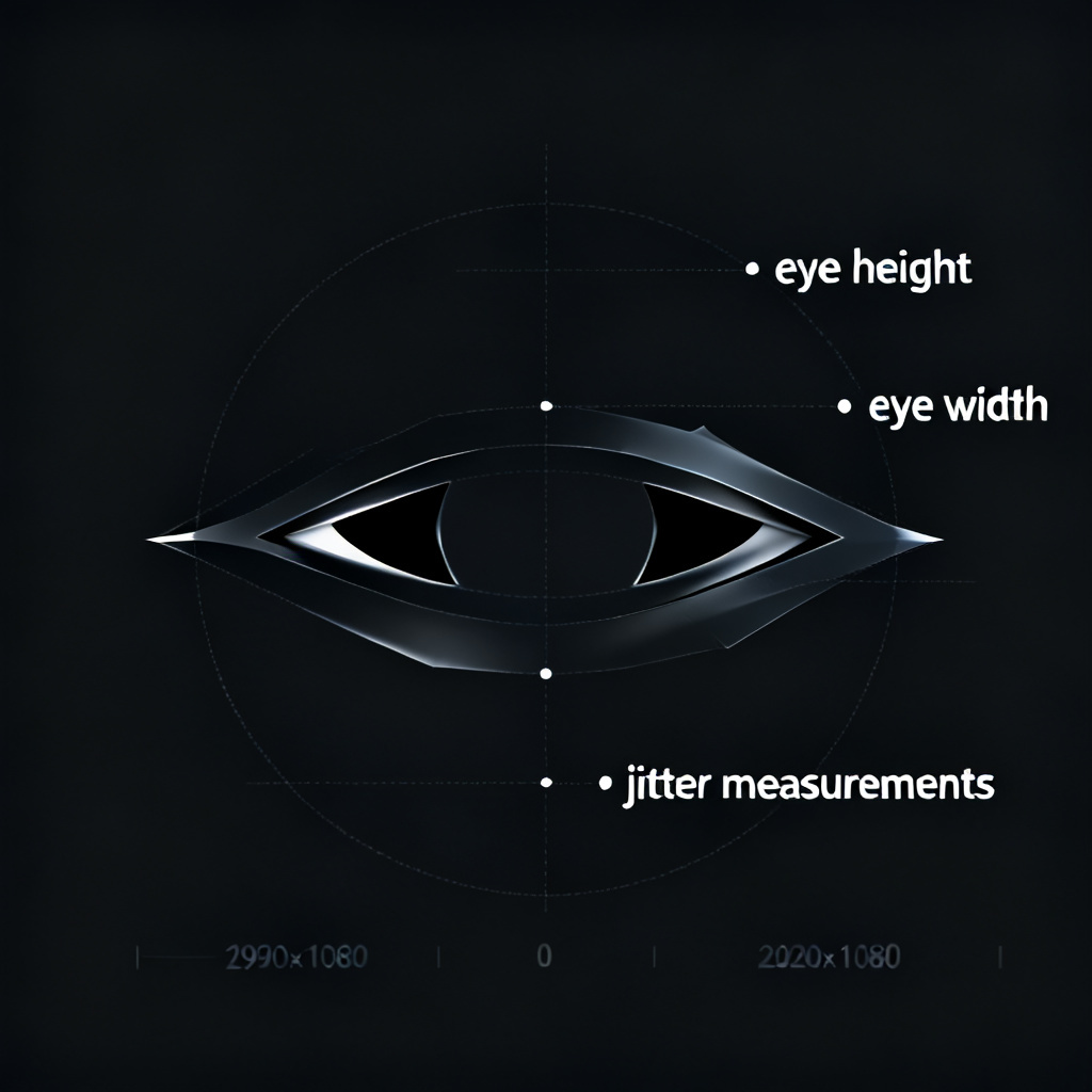 Eye diagram simulation result showing eye height width and jitter metrics for PCB
