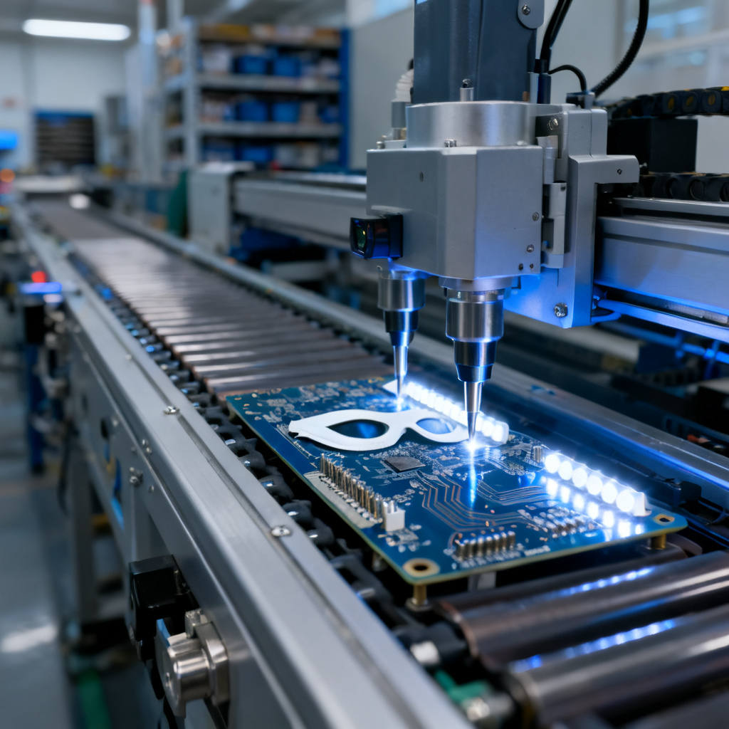 Eye mask production testing in PCB manufacturing environment