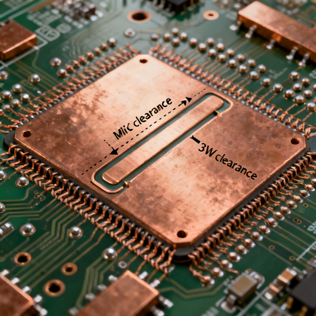 Ground flooding and stitching vias for microstrip return path optimization