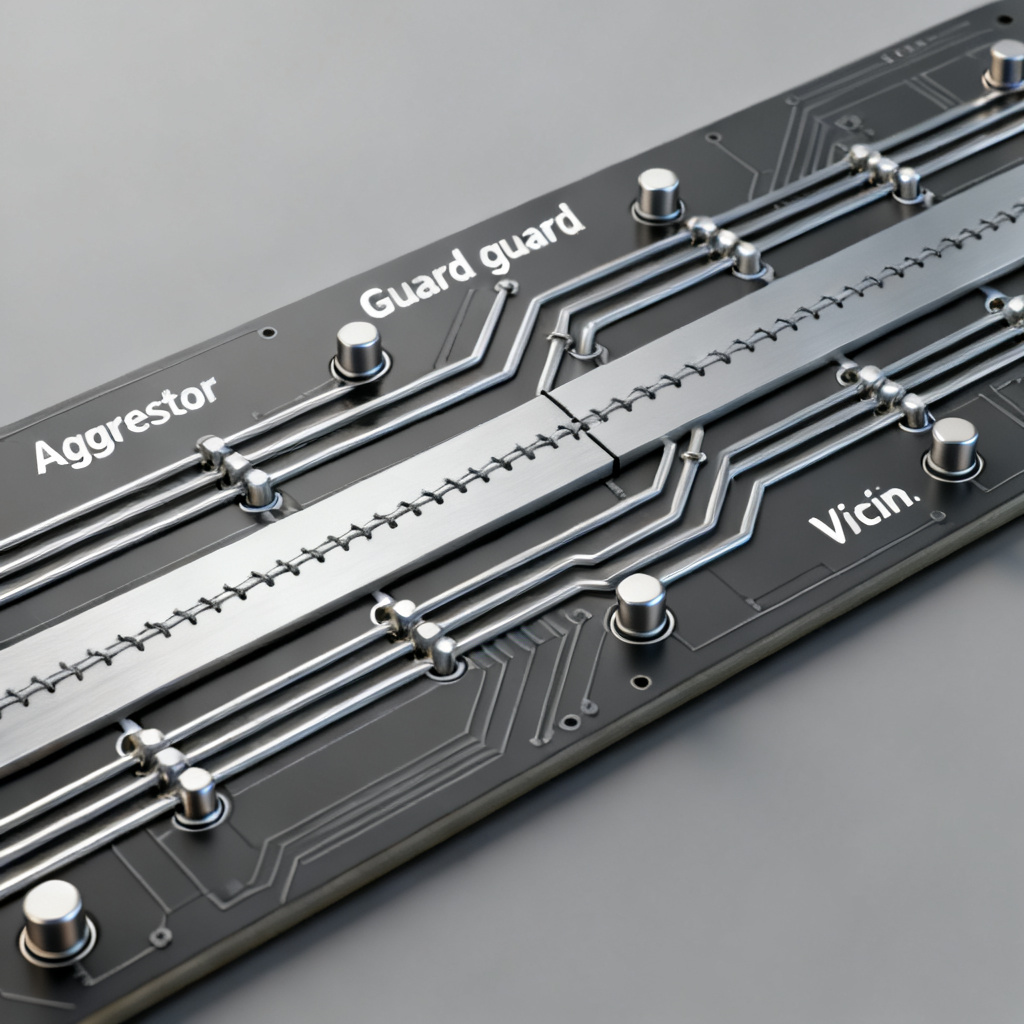 Guard trace crosstalk reduction in high speed PCB with via stitching illustration