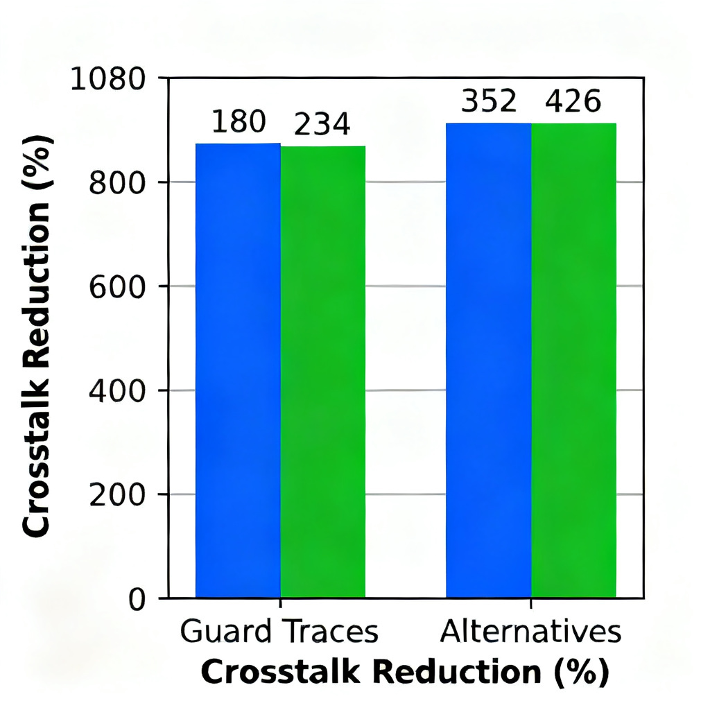 Guard trace real world performance data for crosstalk reduction in high speed PCB