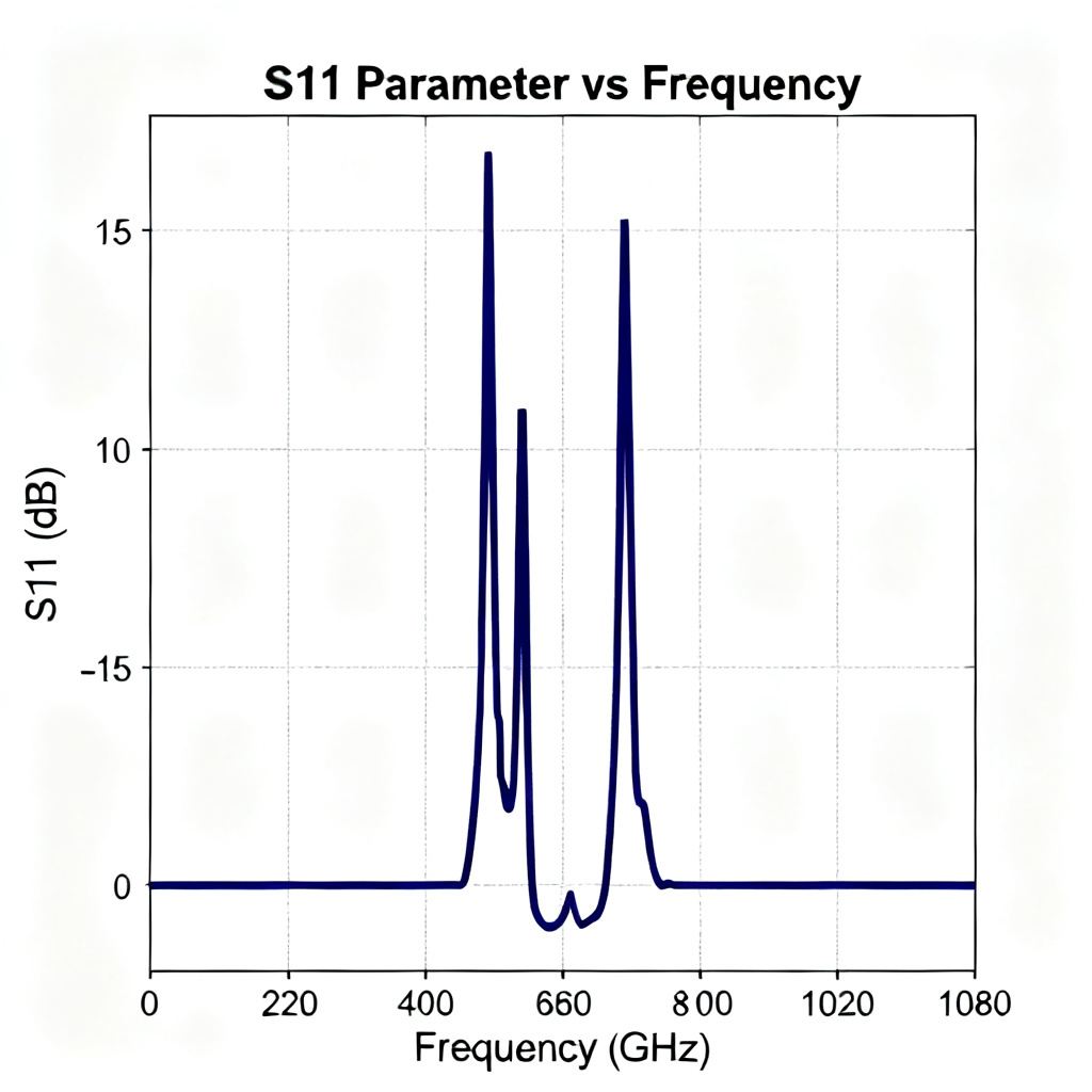 S11 reflection coefficient plot from Ansys HFSS simulation