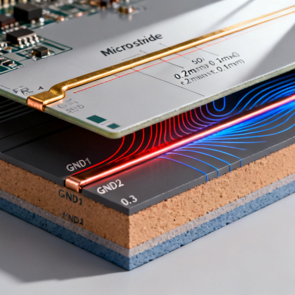 High speed PCB layer stackup diagram comparing microstrip and stripline crosstalk behavior