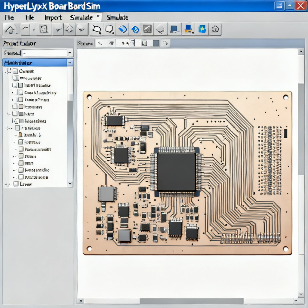 HyperLynx BoardSim import for return path simulation showing PCB layout