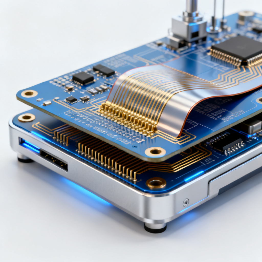Impedance control PCB for flex and rigid-flex designs showing high-speed signal integrity testing setup