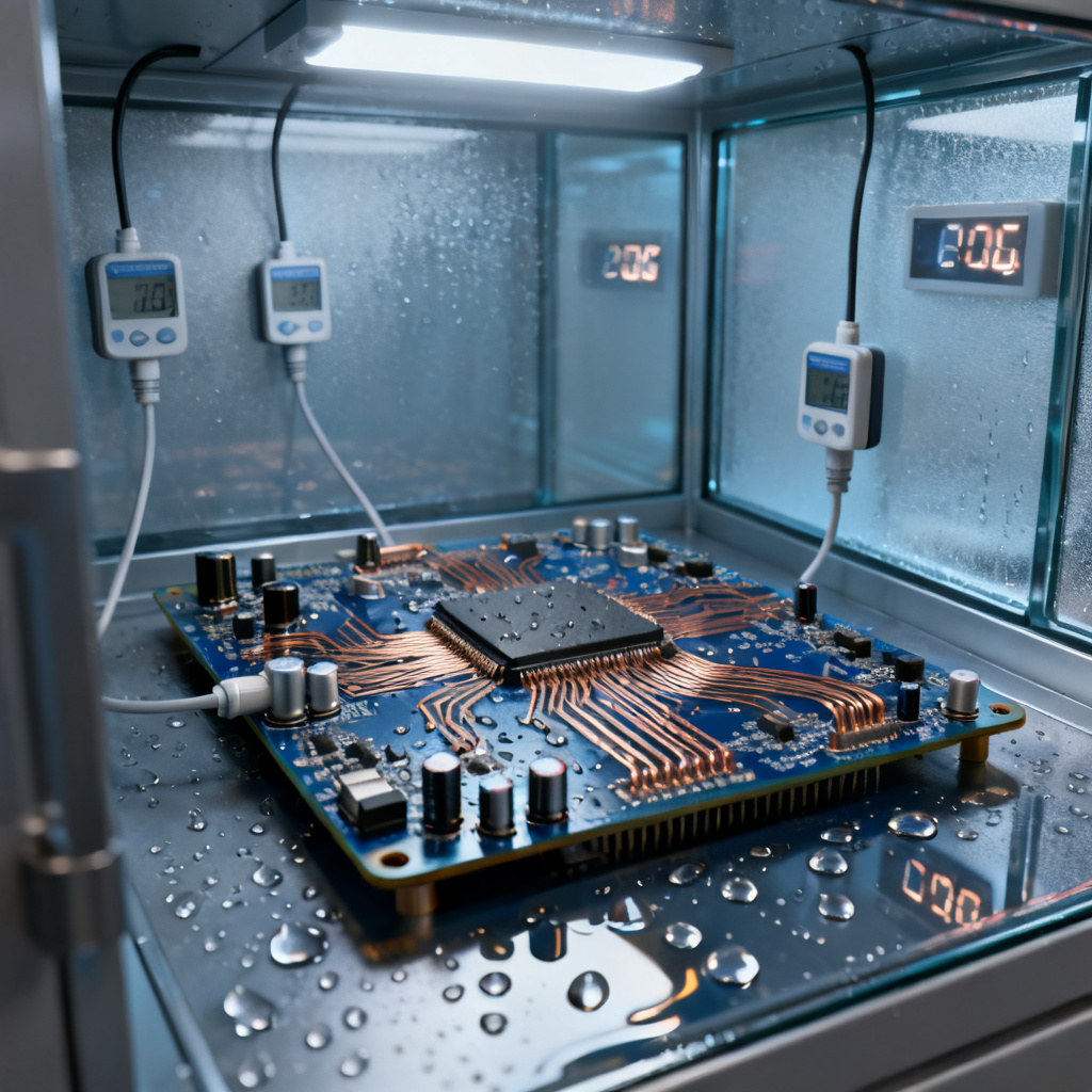 Impedance control PCB exposed to temperature and humidity environmental testing chamber