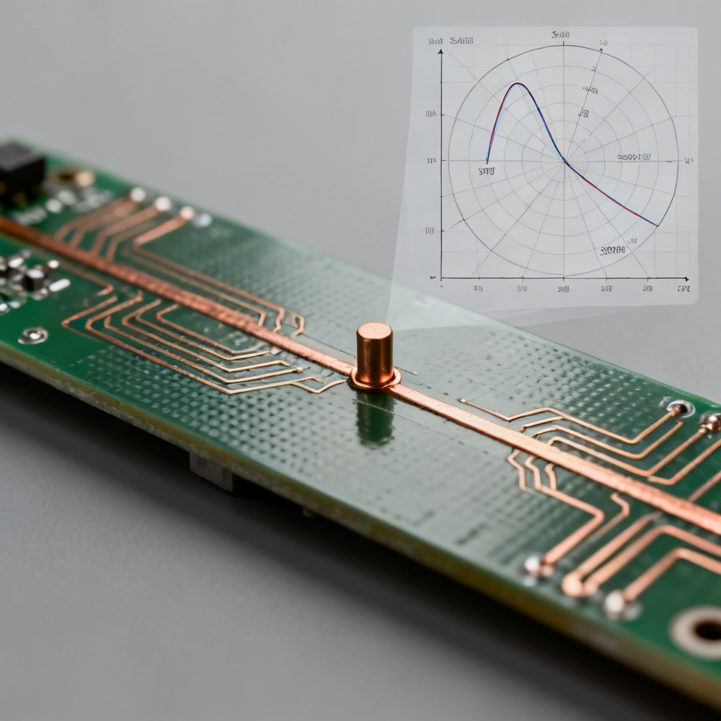 Impedance matching using stub on PCB transmission line for Smith Chart reflection analysis