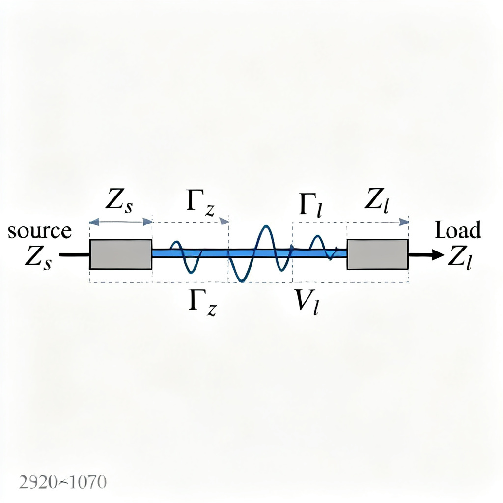 Impedance mismatch reflection diagram for multiple reflections in transmission line analysis