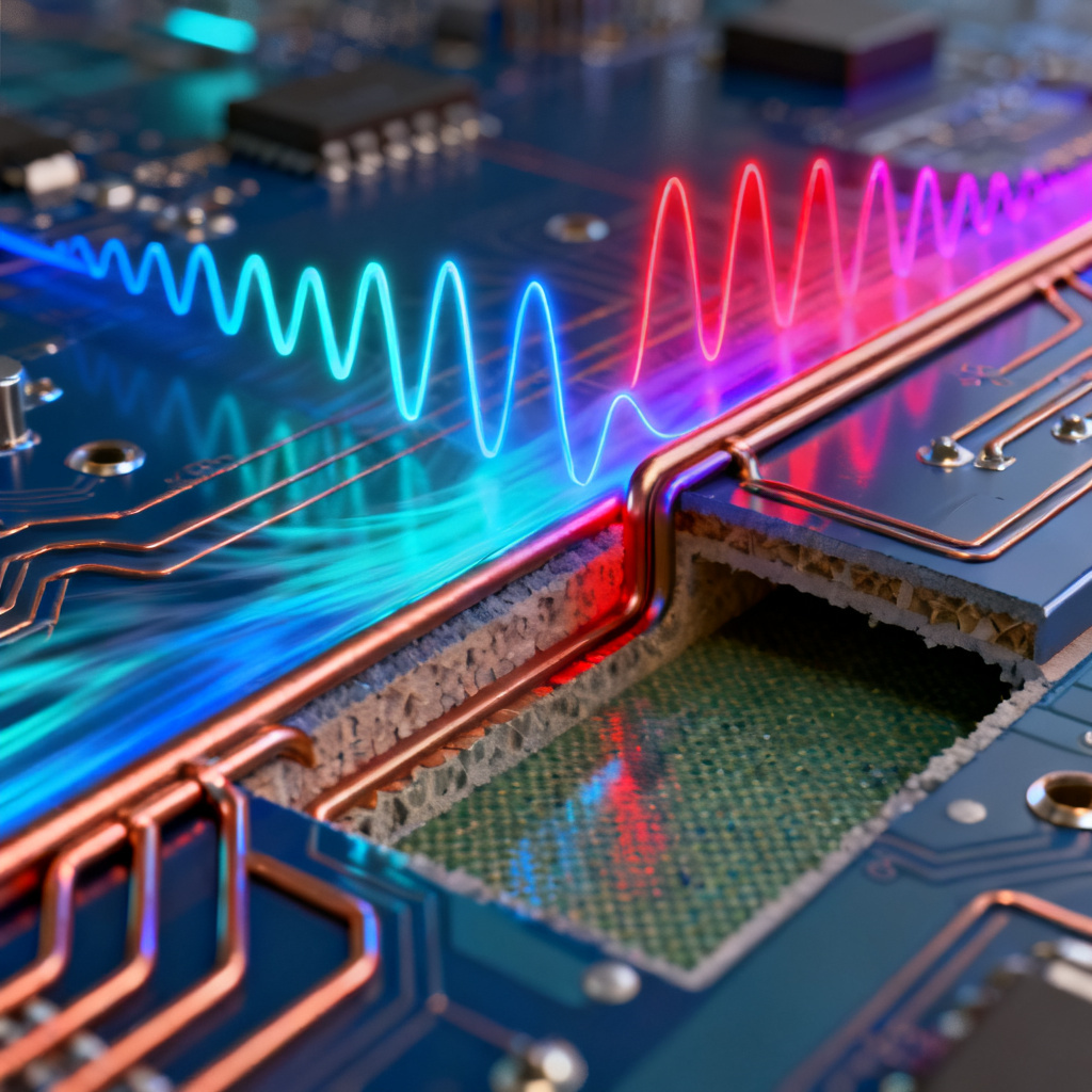 Impedance mismatch transmission line reflection physics showing signal wave behavior