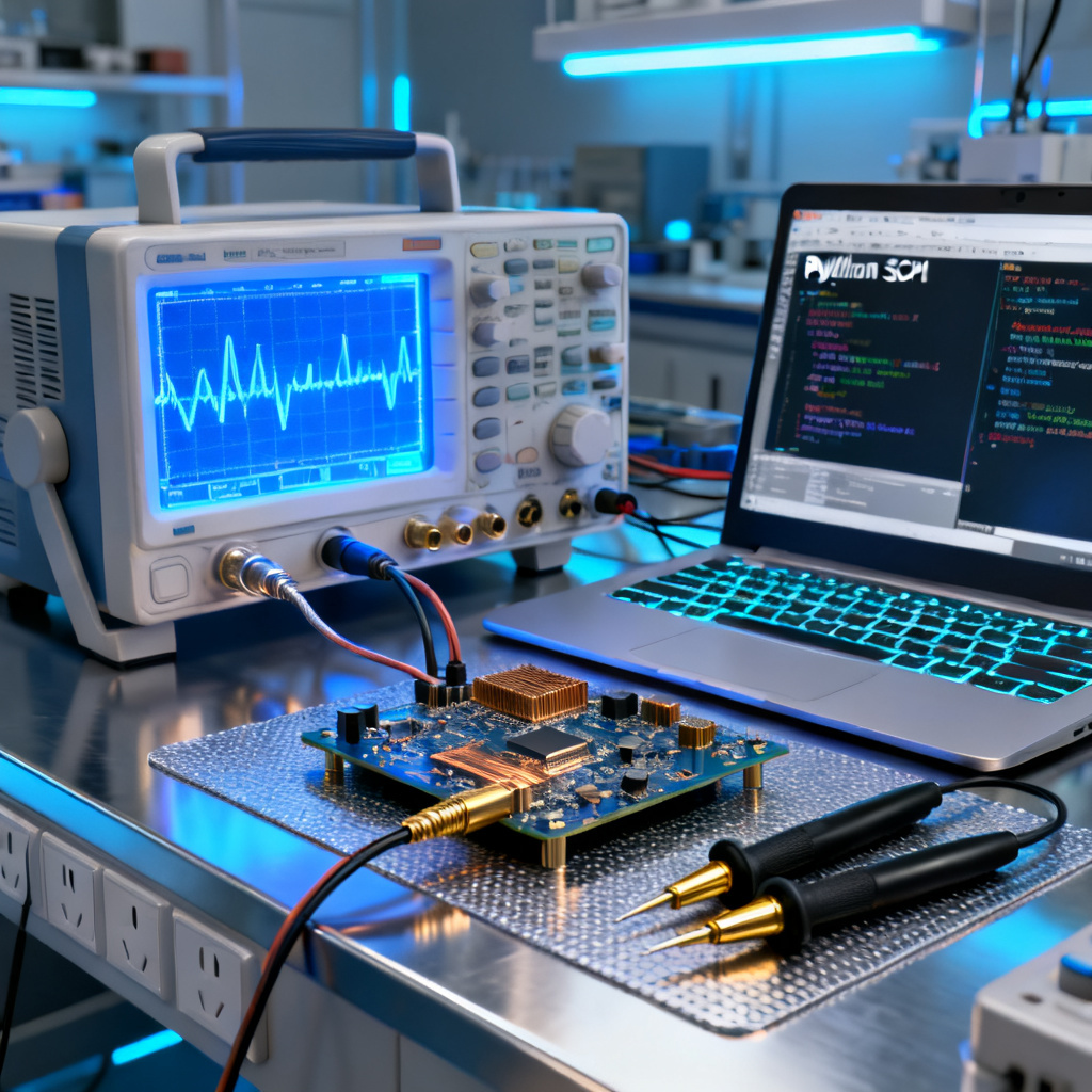 Jitter automation high speed PCB measurement setup with oscilloscope and Python code