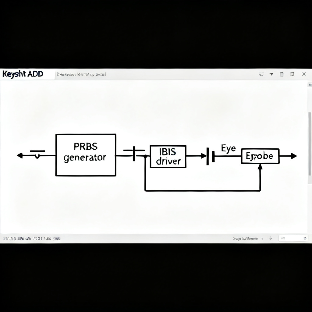 Keysight ADS schematic setup for eye diagram PCB analysis with PRBS source and IBIS models