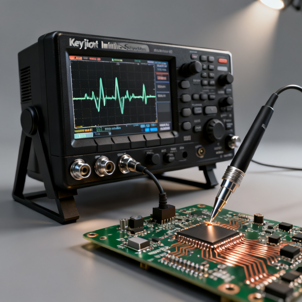 Keysight InfiniiVision jitter analysis setup for high speed PCB with probe connection