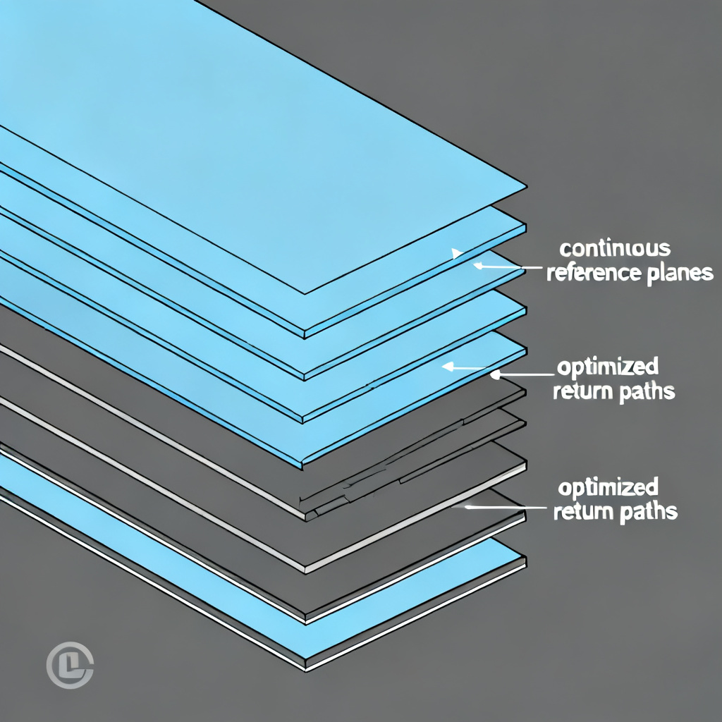 Optimized PCB stackup design with continuous ground plane for ground bounce reduction