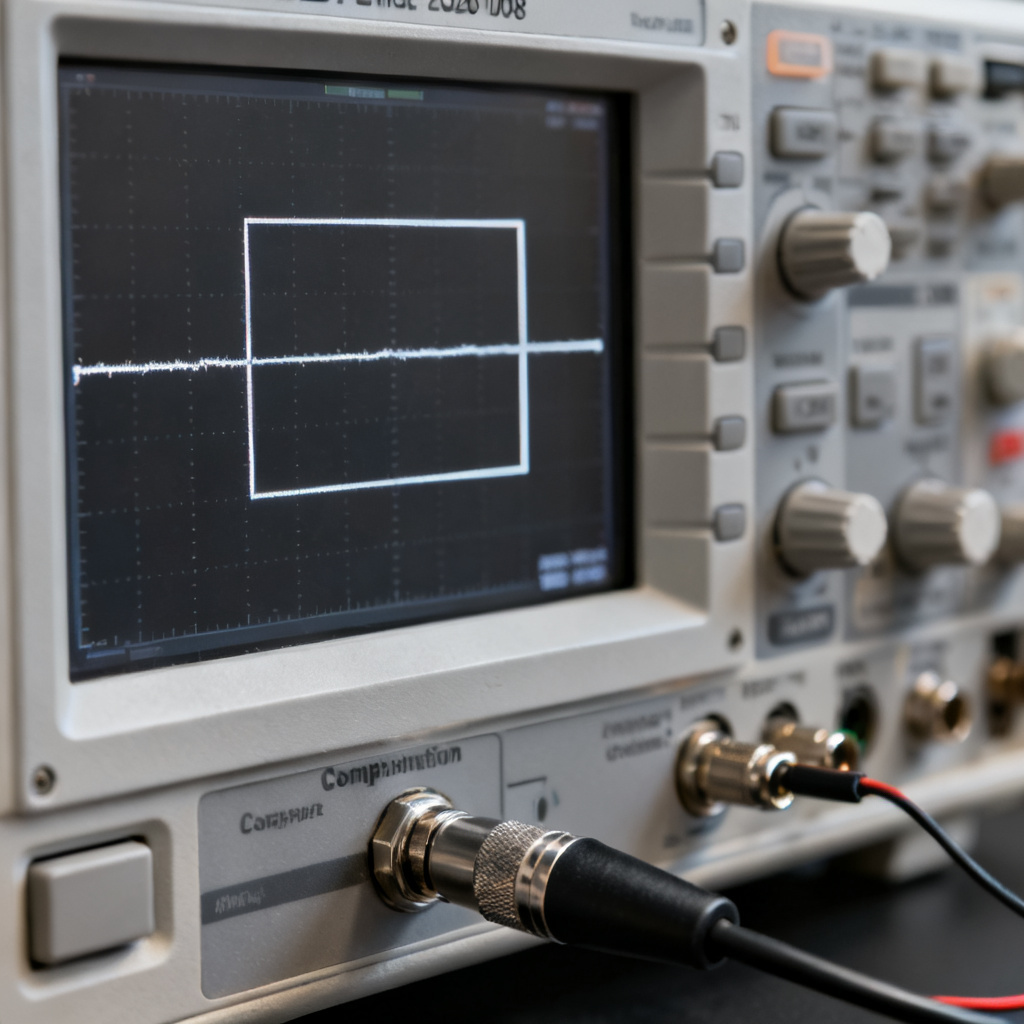Oscilloscope probe compensation setup for eye diagram PCB calibration