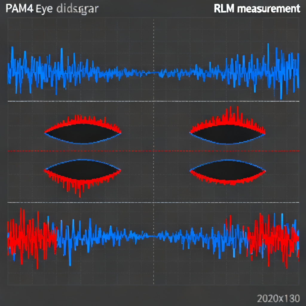 PAM4 RLM level mismatch measurement showing uneven voltage spacing in eye diagram