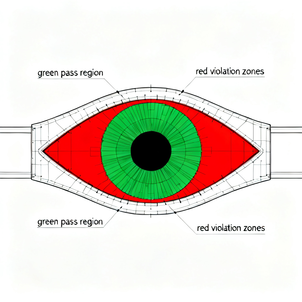 Pass fail criteria eye diagram mask testing with violation zones highlighted