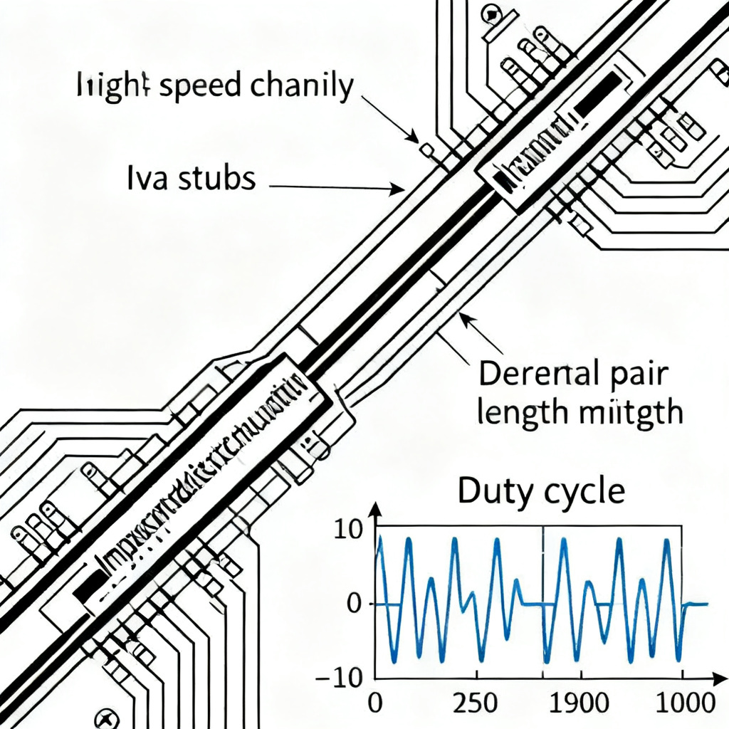 PCB channel induced Duty Cycle Distortion causes including impedance discontinuities and trace mismatch