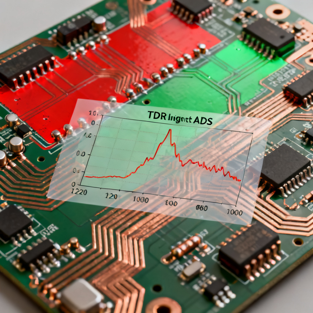 PCB design optimization using reflection simulation results in Keysight ADS showing impedance profile