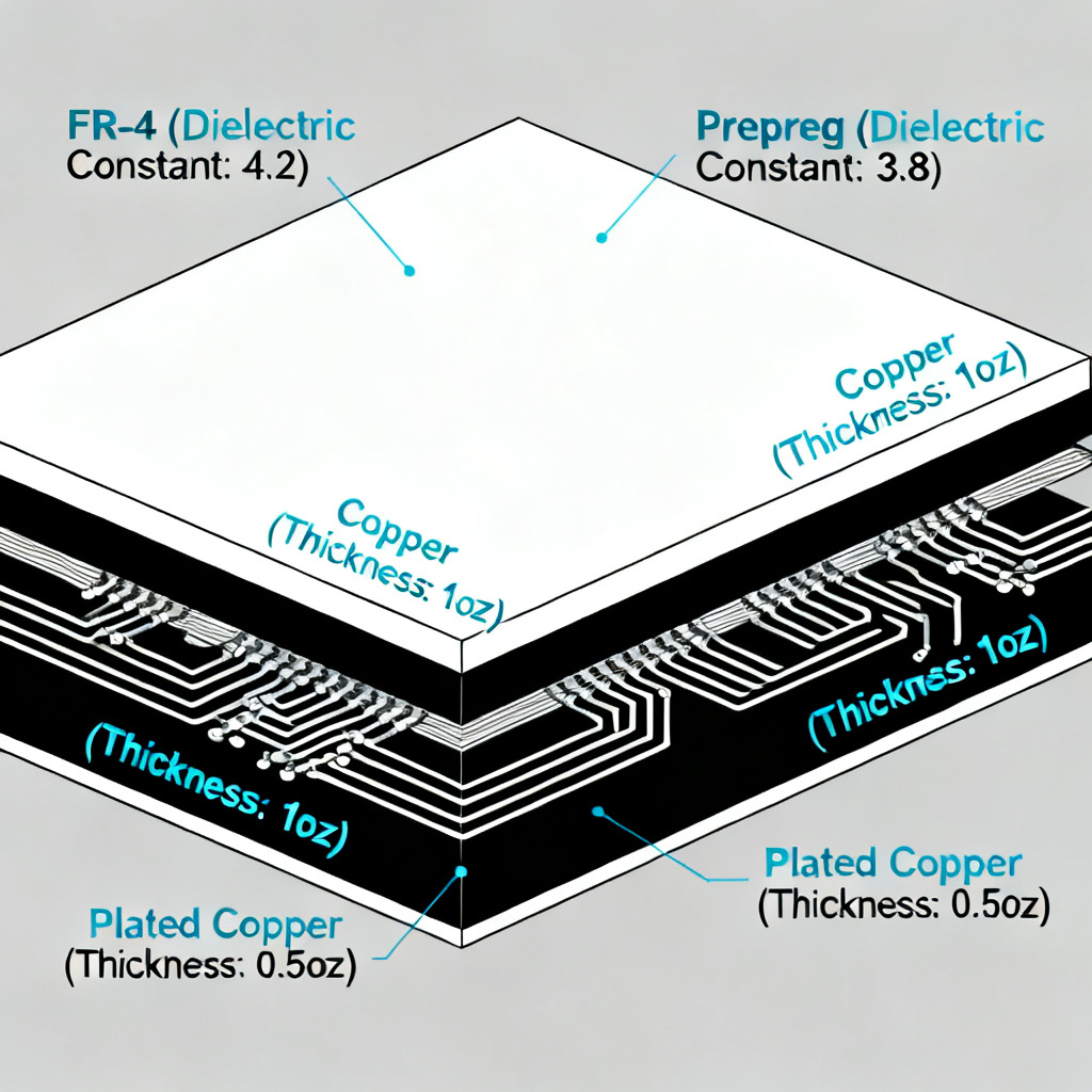 PCB stackup material properties definition for impedance control simulation