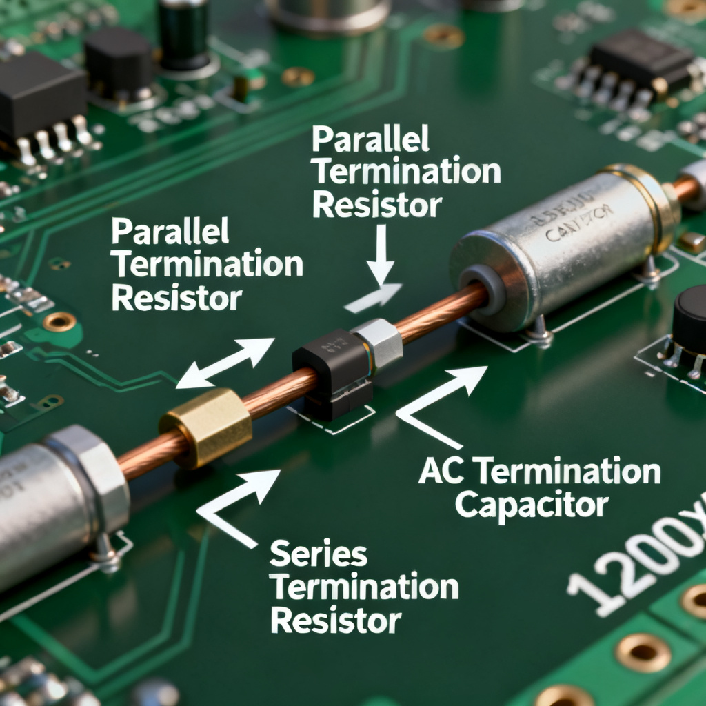 PCB termination techniques to prevent open circuit and short circuit reflection in transmission line
