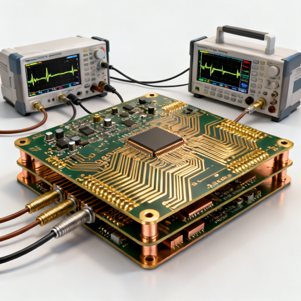 Impedance control PCB test vehicle overview showing signal integrity validation setup