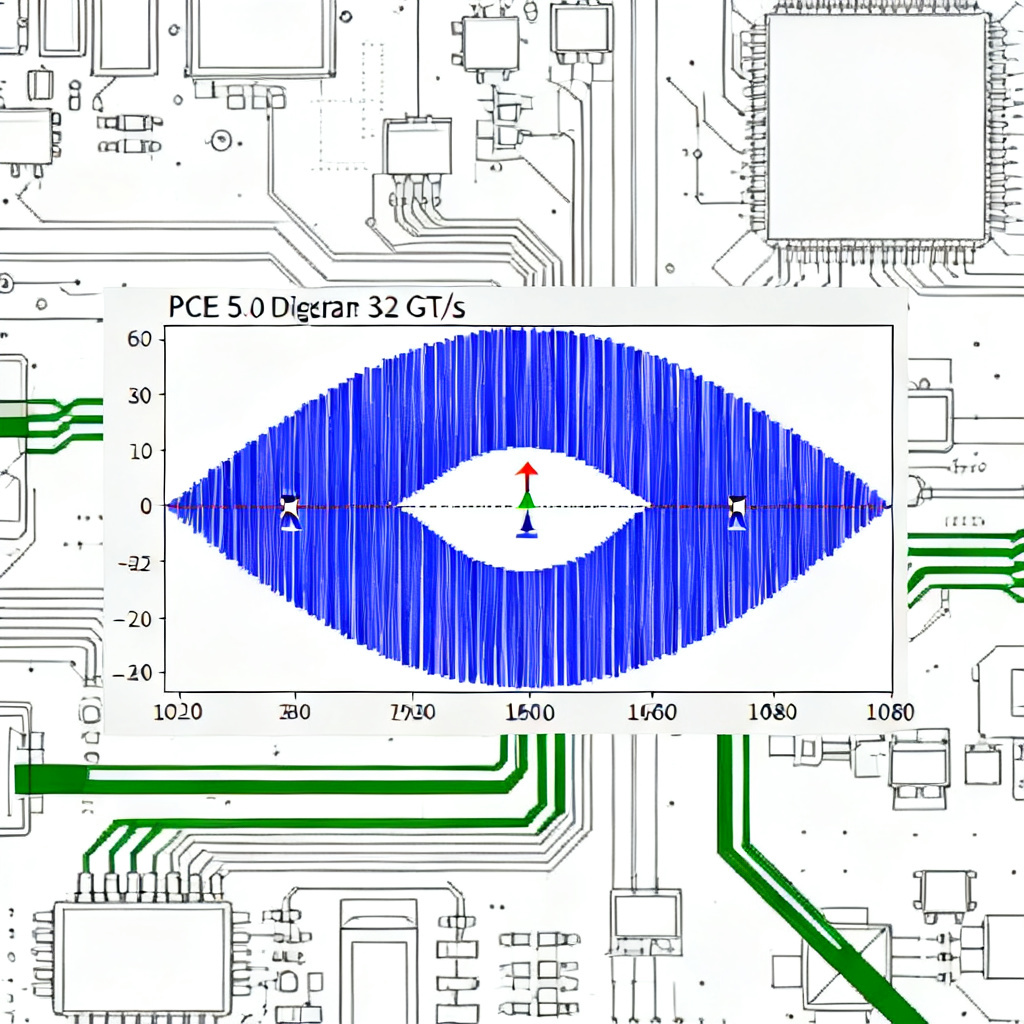 PCIe 5.0 eye diagram simulation for return path validation showing signal quality