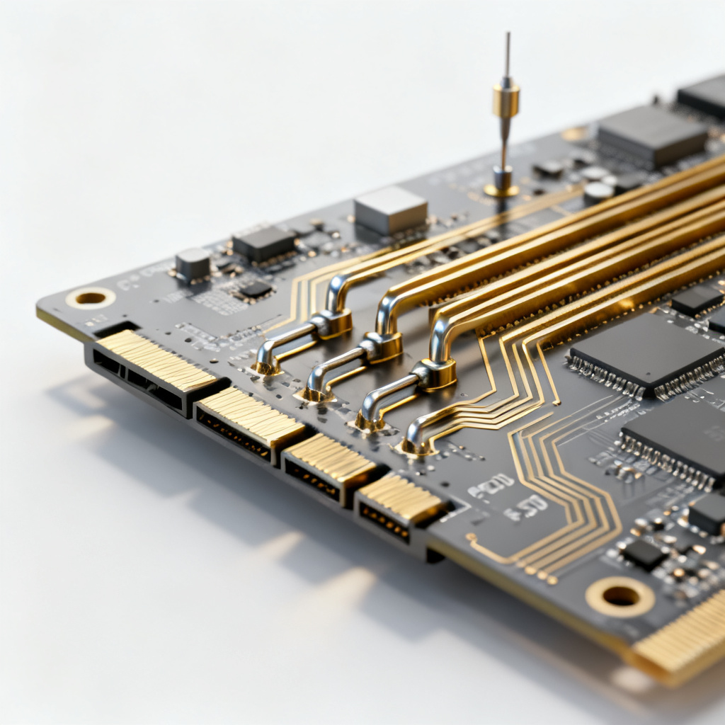 Impedance Control PCB for PCIe 5.0 overview with high-speed signal traces and testing setup