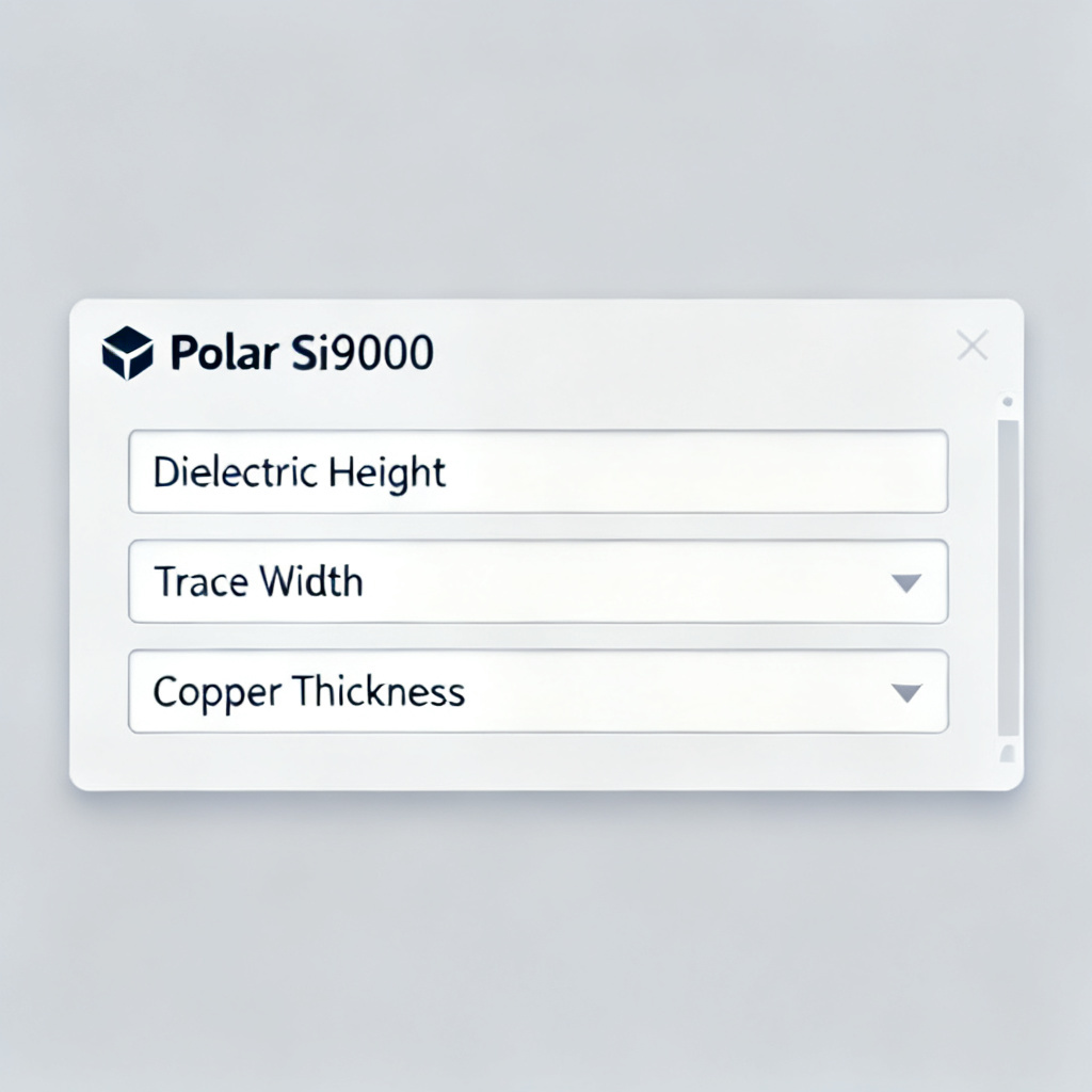 Polar Si9000 impedance control PCB calculator interface with parameter inputs