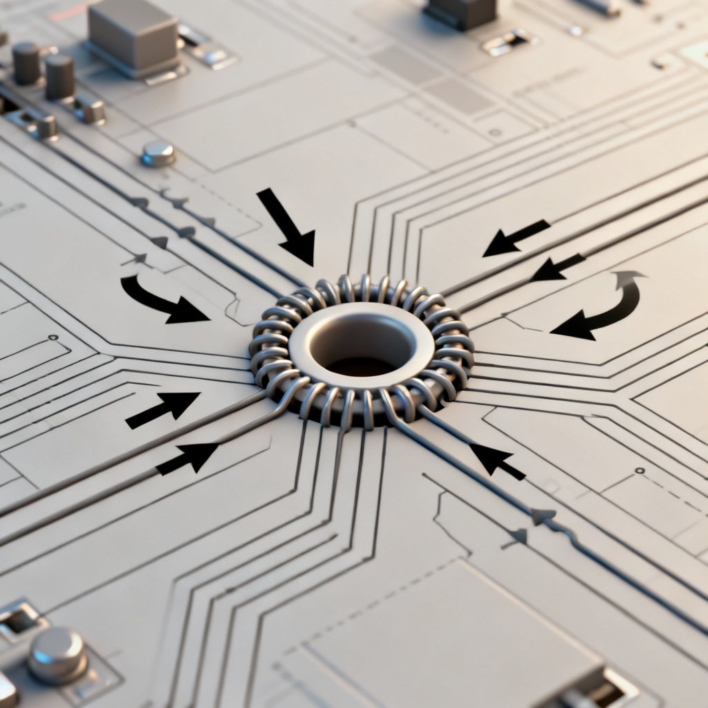 Return current flow disruption through via structure in high-speed PCB