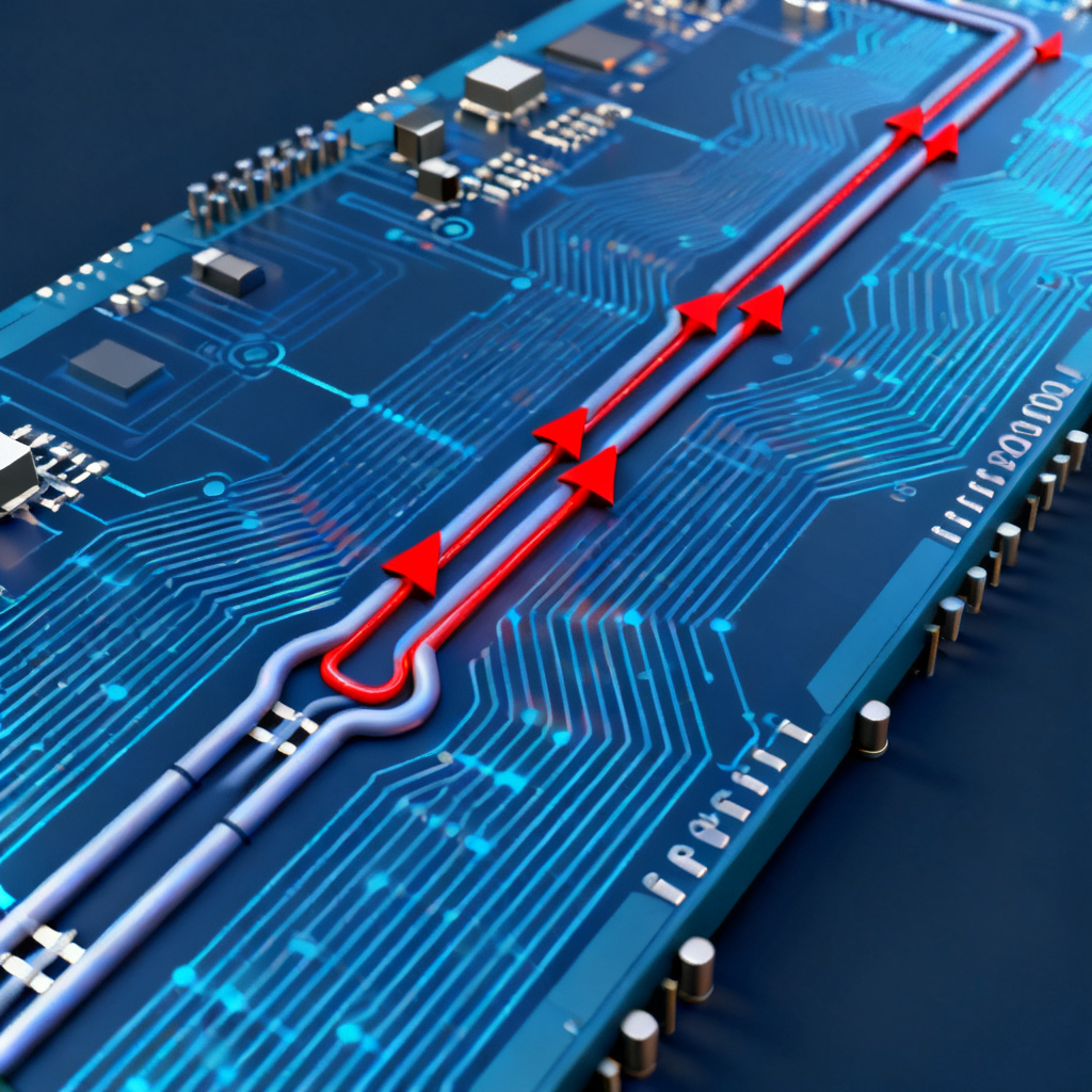 Return path current density plot on high-speed PCB showing optimal flow under trace